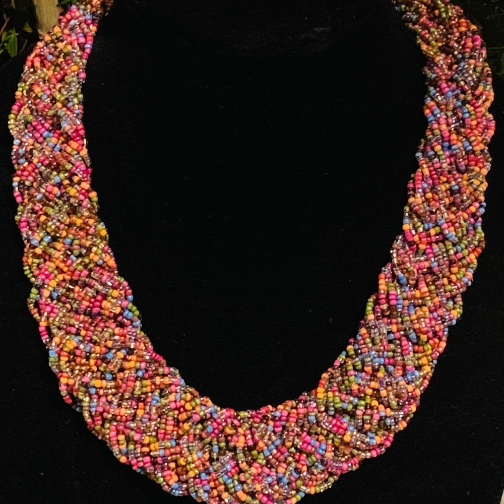 Beautifully Braided Multicolor Bead Necklace - image 6